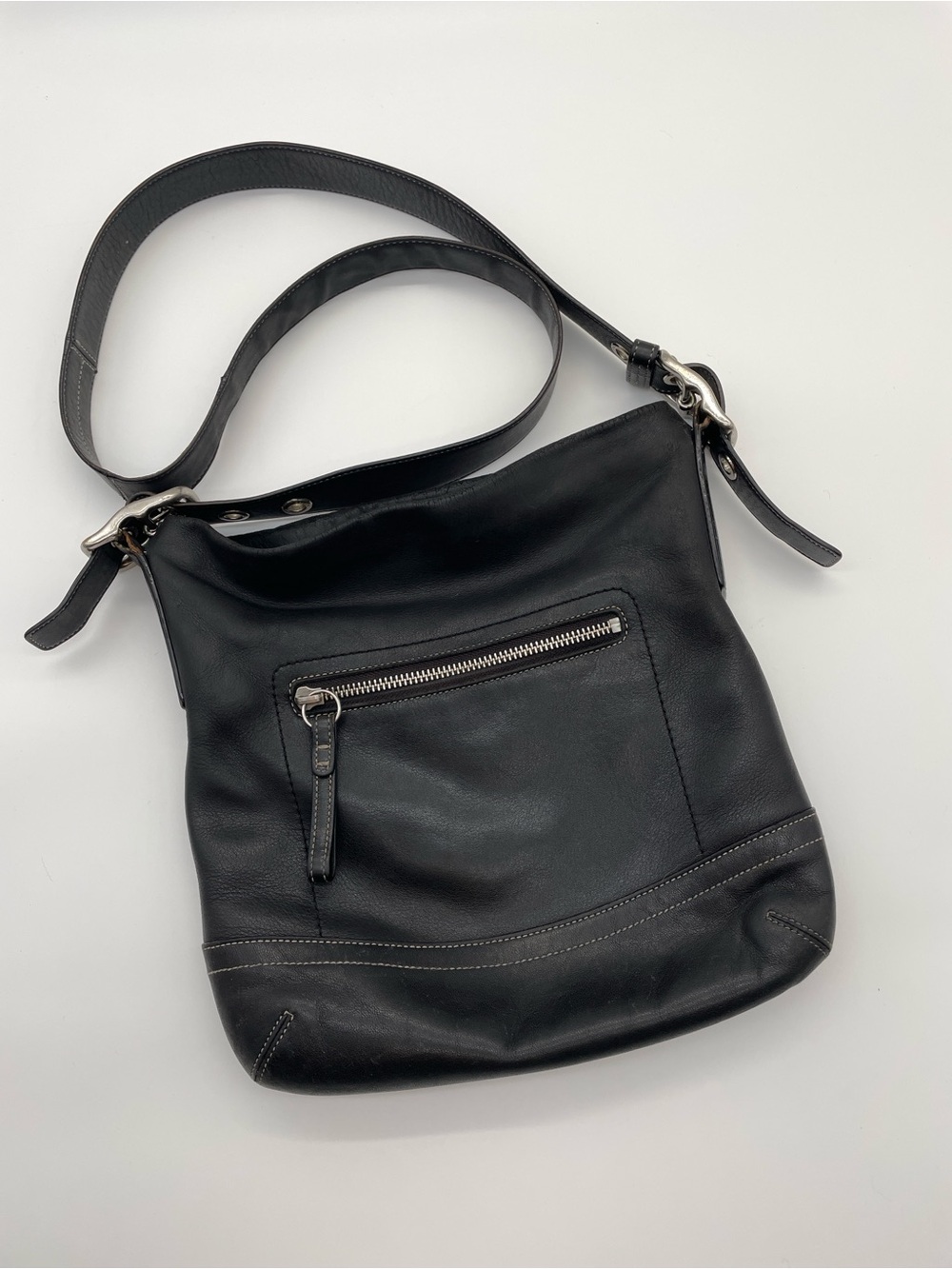 Coach Black Leather Crossbody Bag | Soft Leather | Y2K Minimalist